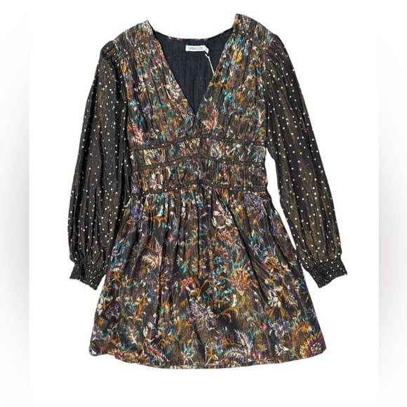 Maria Cher Jujuy Long Sleeve Mini Dress Black Dahlia XS S M NWT - Picture 2 of 9